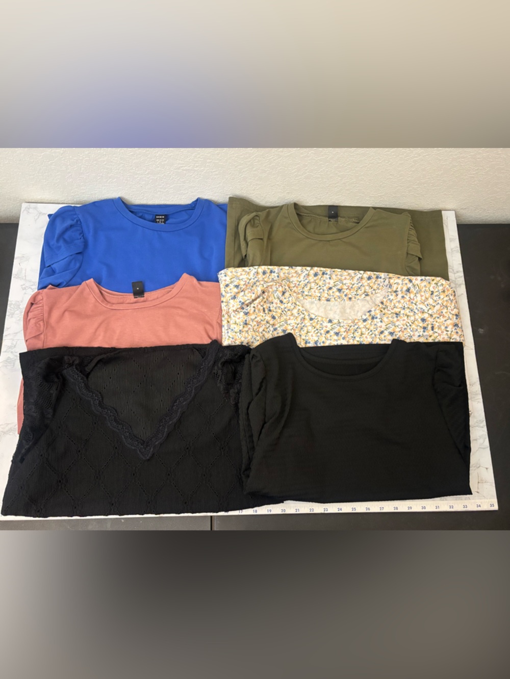 Women’s Small SHEIN Top Puff Short Sleeves Tops Lot Of 6 Blouses Peasant